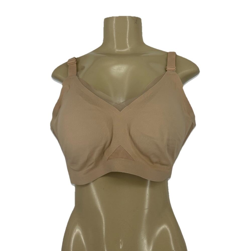 Honey Love Bra Women Plus Size 1X Beige Wireless Crossover Padded Comfort 1-3